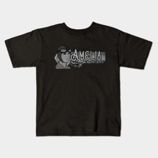 Amelia Aircraft School BW Kids T-Shirt